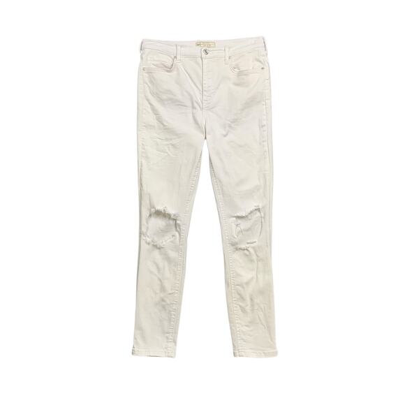 Free People Jeans Womens 30 White Busted Knee Skinny High Rise Ankle Stretch - Picture 1 of 11